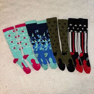 ProCompression Womens Compression Nurse Socks Size S/M Bundle 4 Pairs Patterns